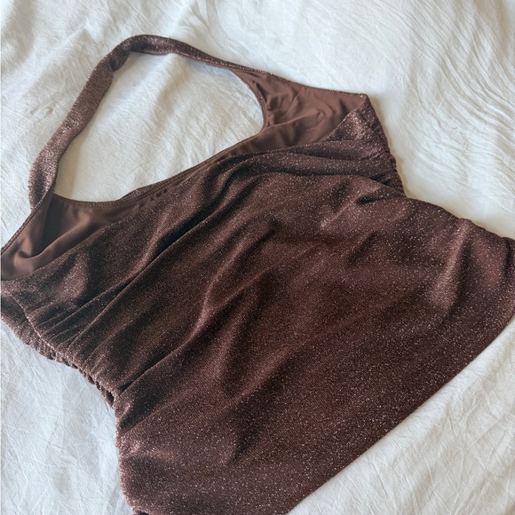 NWOT Reformation Brown Sparkle Molly Halter Top Medium Knit Top - Picture 6 of 6